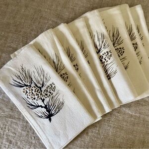 vintage 1960s linen pinecone screen printed napkins